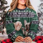 Girl & Dog A Bond That Can't Be Broken - Personalized Ugly Sweater - Image 2