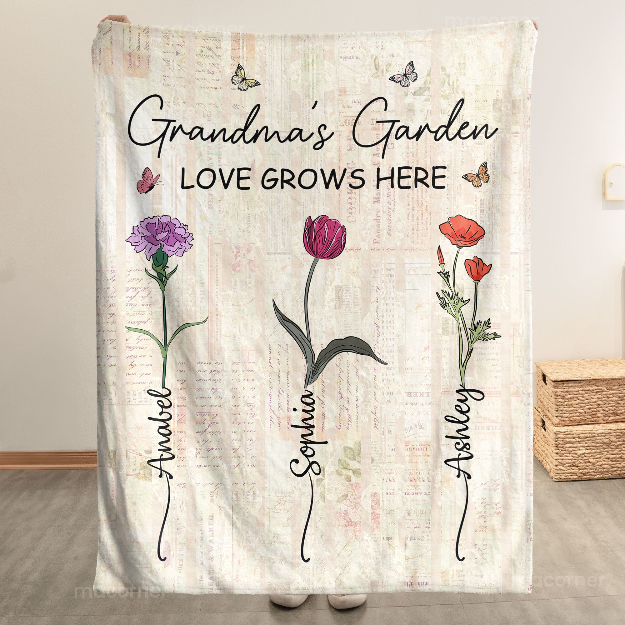 Grandma-Garden-Blanket-Personalized-Blanket_1.jpg Grandma Garden Blanket - Personalized Blanket Big Size - Image 1