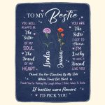 If Besties Were Flowers I'd Pick You - Custom Birth Flower - Personalized Blanket Big Size - Image 4