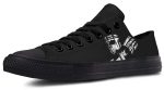 Skull Engine Motor Black Low-Top Sneakers - Edgy Biker Style - Image 2
