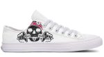 Black Skull Graphic White Lowtop Urban Sneakers - Image 3