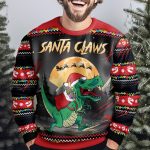 Santa Claws T-Rex Christmas Dinosaur Santa - Personalized Ugly Sweater - Image 4