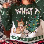 Cat What - Christmas Tree - Personalized Ugly Sweater - Image 3