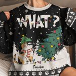 Cat What - Christmas Tree - Personalized Ugly Sweater - Image 5