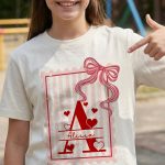 Hearts, Monogram, Kids Valentines - Personalized Shirt - Image 3