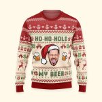 Ho-Ho-Hold My Beer - Personalized Photo Ugly Sweater - Image 5