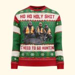 Ho Ho Holy Sh** I Need To Go Hunting, Fishing, Camping - Personalized Photo Ugly Sweater - Image 5