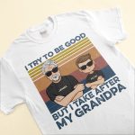 I Used To Be Good But Take After Grandpa - Personalized Youth Tee - Christmas Gift For Grandchildren - Image 3