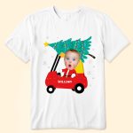 Red Car Christmas Toddler Baby Custom Face - Personalized Photo Baby Onesie - Image 2