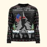 Squatching Through The Snow American Bigfoot - Personalized Ugly Sweater - Image 3